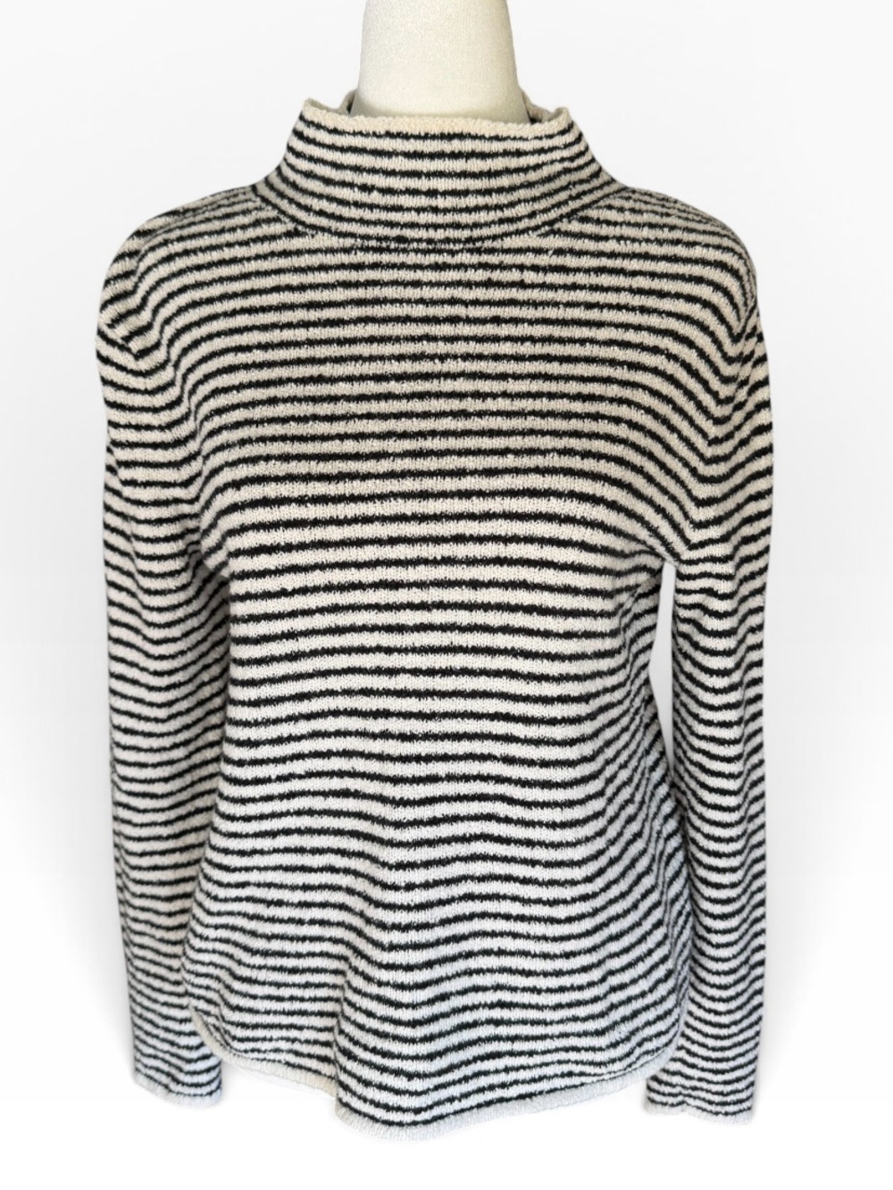 J.Crew Factory Striped Rollneck Sweater Size S  Black & Ivory